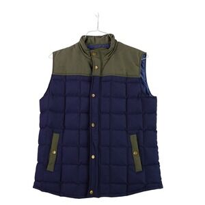 Marine Layer Puffer Vest Mens Medium Blue Duck Down Quilted Colorblock Huckberry